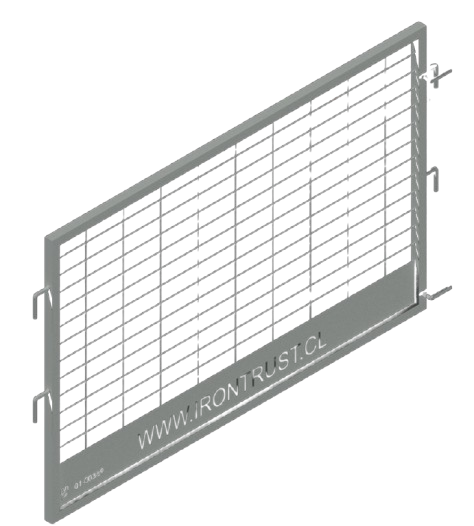MALLA BARANDA DE SEGURIDAD CON RODAPIE 1500 x 985mm WWW.IRONTRUST.CL